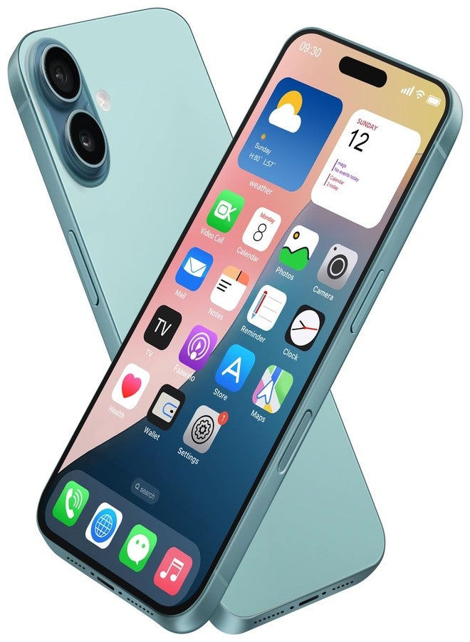 Faawxlo Dummy Fake Phone Model, Looks Like The RealPhone Compatible withPhone 16 Pro Max, for Cellphone Store Display or Send a ToyPhone for Kids (16,Teal, The Screen is Printed with Patterns) - Image 1